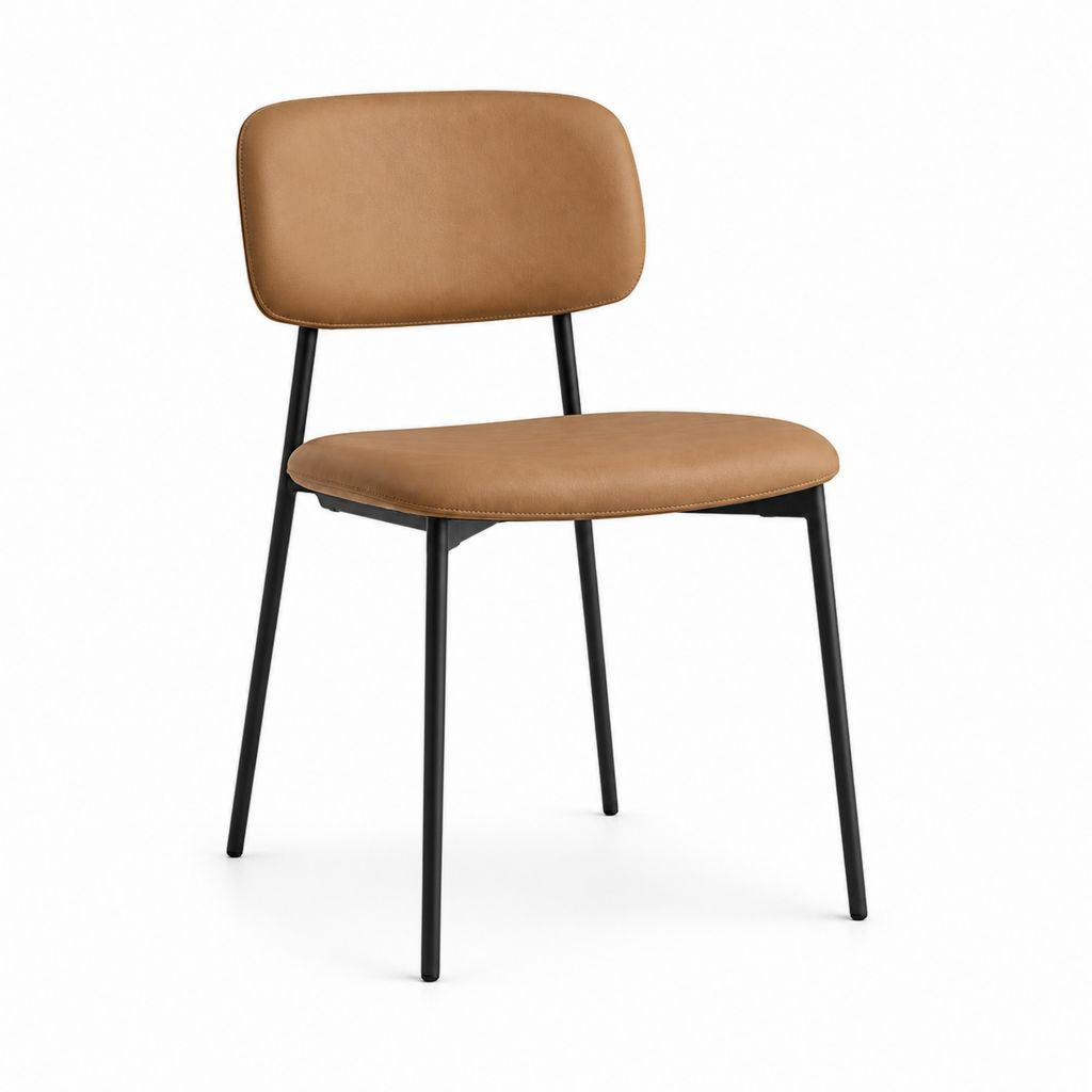 Esszimmerstuhl Cognac mit PU-Bezug und Stahlgestell 45 x 54 x 82 cm