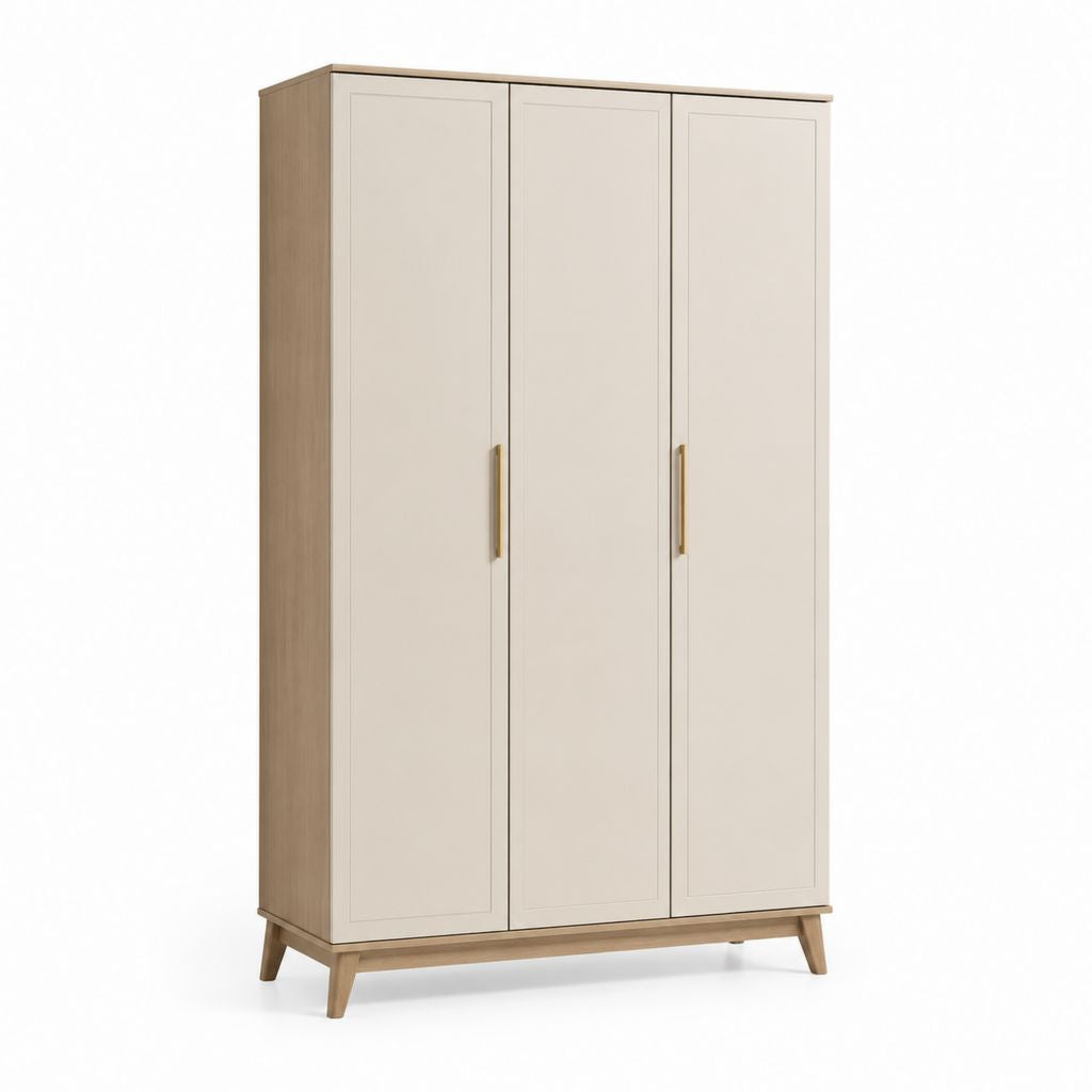 Kleiderschrank 3-türig Creme Eiche-Optik MDF Spanplatte rechteckig 120 x 200 x 55 cm