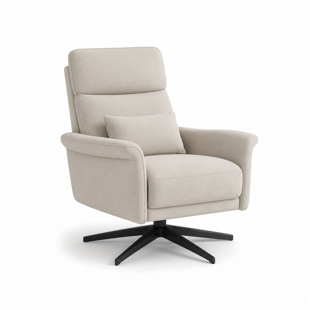 Drehbarer Polstersessel Beige mit Polyesterbezug und Stahlfuß 100 x 82 x 88 cm