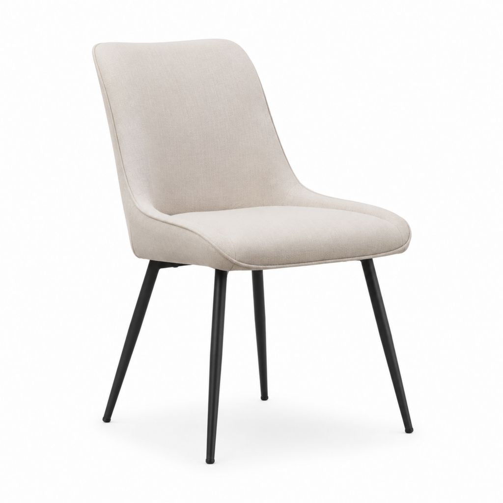 Gepolsterter Esszimmerstuhl Beige Polyester mit schwarzem Stahlgestell 50 x 60 x 88 cm