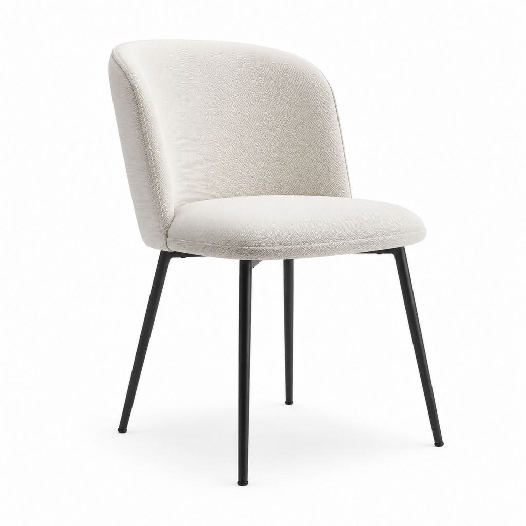 Esszimmerstuhl beige mit Polyesterbezug und schwarzem Stahlgestell 48 x 57 x 82 cm