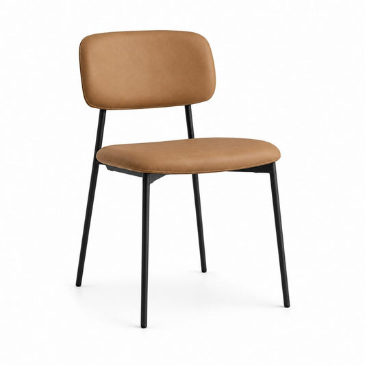 Esszimmerstuhl Cognac mit PU-Bezug und Stahlgestell 45 x 54 x 82 cm