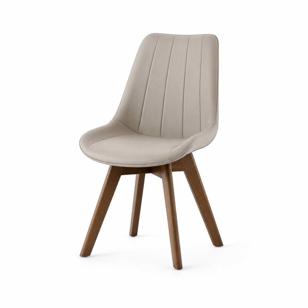 Esszimmerstuhl Beige PU-Kunstleder Massivholz Vierfußgestell 48 x 55 x 85 cm