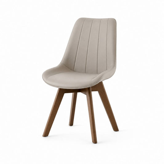 Esszimmerstuhl Beige PU-Kunstleder Massivholz Vierfußgestell 48 x 55 x 85 cm
