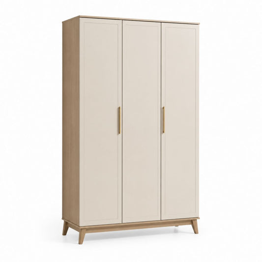 Kleiderschrank 3-türig Creme Eiche-Optik MDF Spanplatte rechteckig 120 x 200 x 55 cm