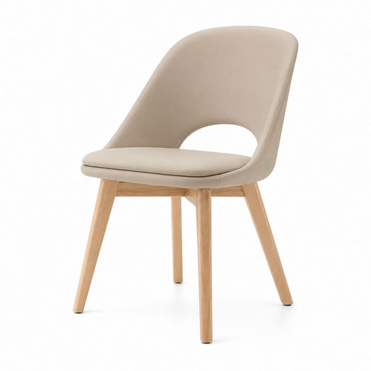 Esszimmerstuhl Beige mit PU-Kunstleder und Massivholzbeinen 48 x 54 x 83 cm