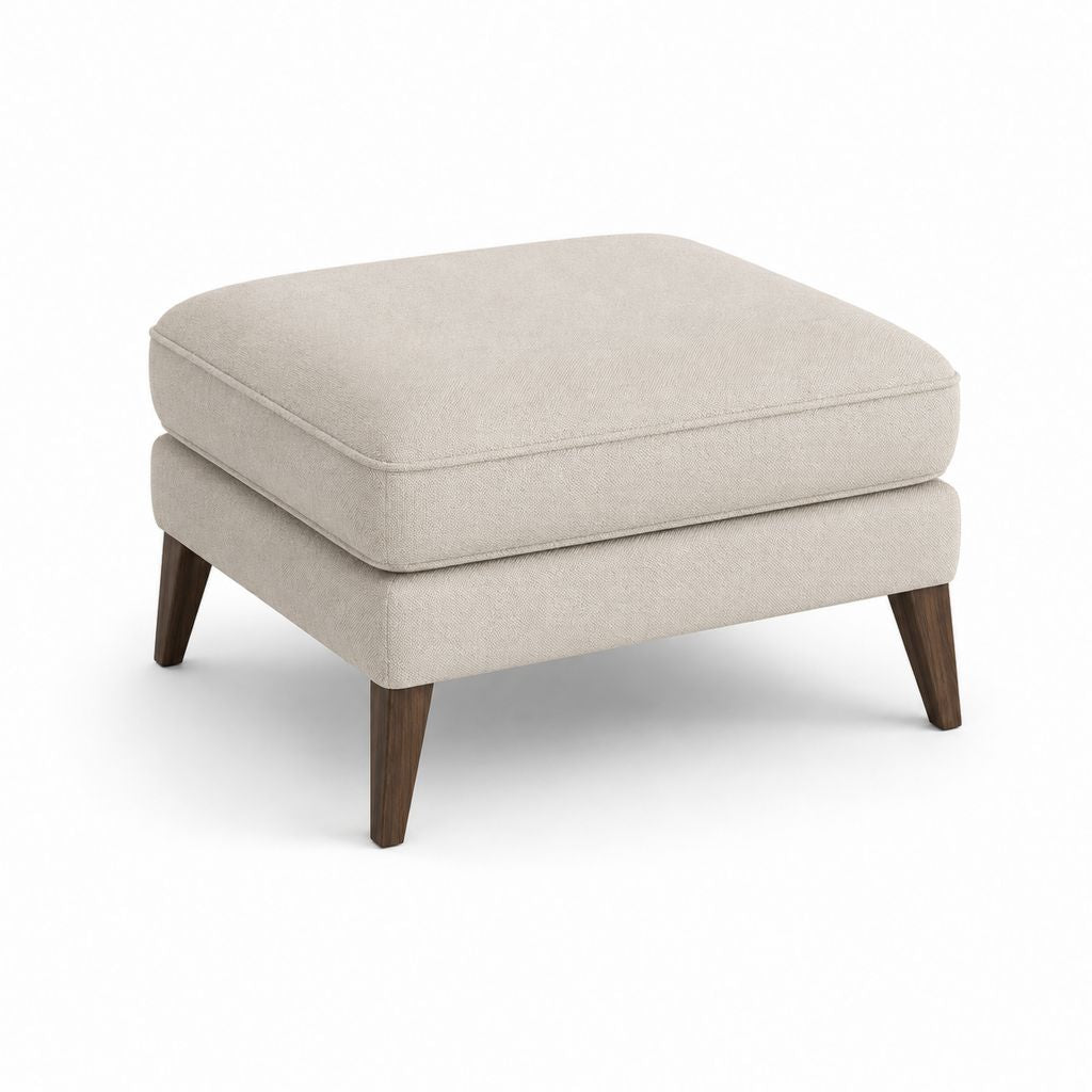 Fußhocker Beige mit Polyesterbezug und Massivholzbeinen 70 x 55 x 43 cm