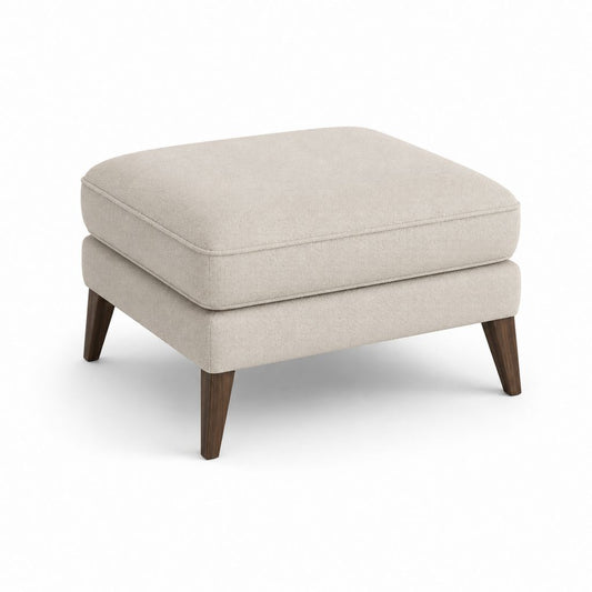 Fußhocker Beige mit Polyesterbezug und Massivholzbeinen 70 x 55 x 43 cm