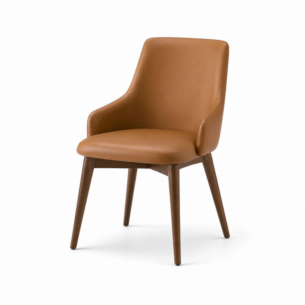 Esszimmerstuhl mit Armlehnen Cognac PU-Kunstleder Massivholz 57 x 60 x 84 cm