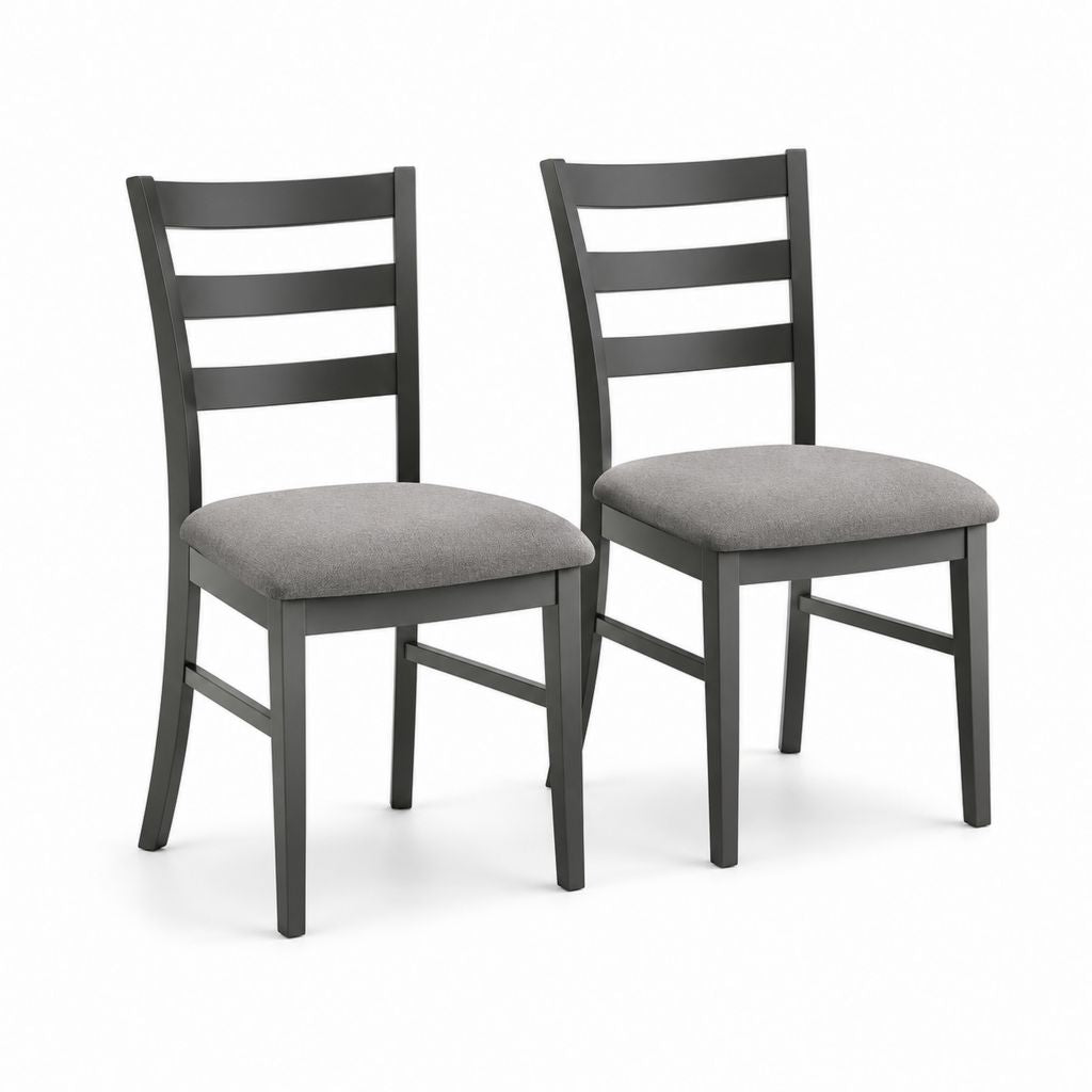 2er Set Esszimmerstühle Schwarz Grau Massivholz Polyester 43 x 52 x 95 cm