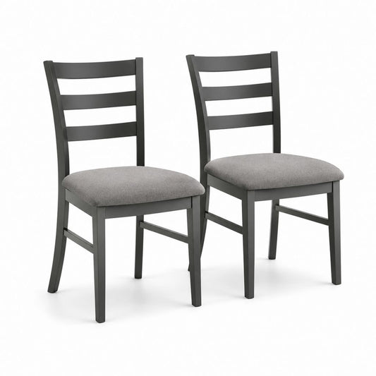 2er Set Esszimmerstühle Schwarz Grau Massivholz Polyester 43 x 52 x 95 cm